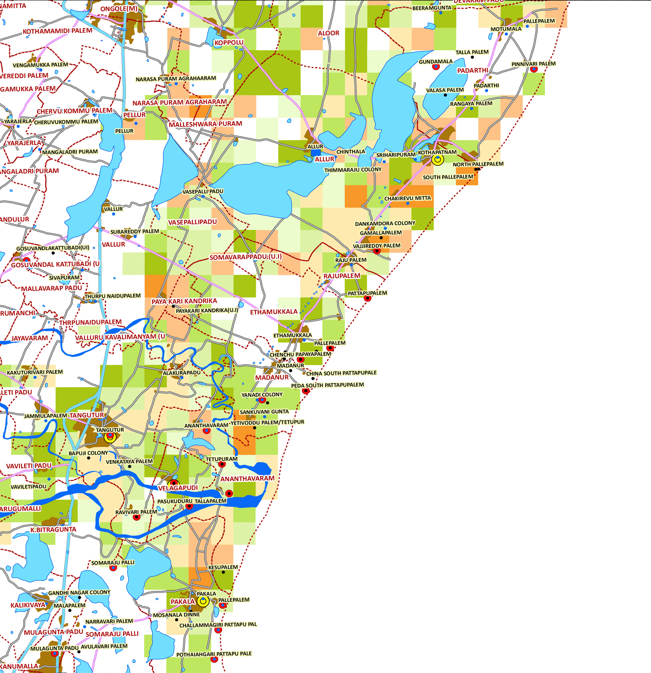 Storm surge inundation map for cyclone with wind speed 